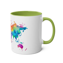 Colorful Map Two-Tone Coffee Mug - 11oz Travel Lovers Gift