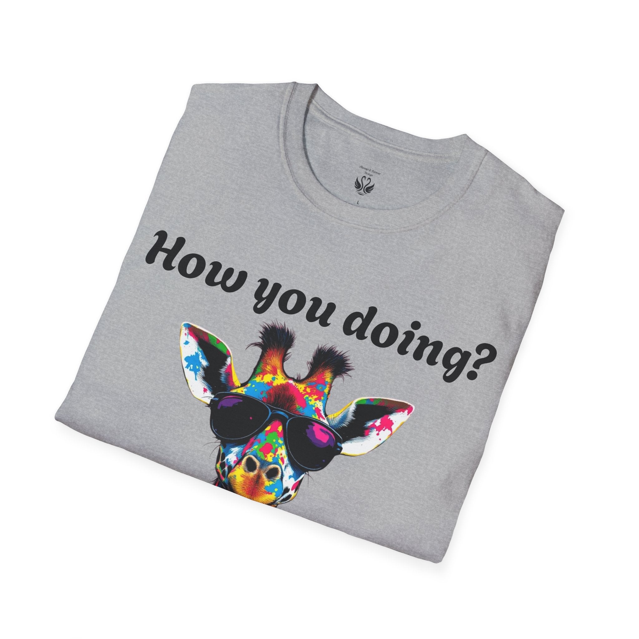 Colorful Giraffe T-Shirt: Fun Animal Tee, Gift for Animal Lovers, Quirky Statement Shirt, Cute Graphic Tee, Unique Birthday Present