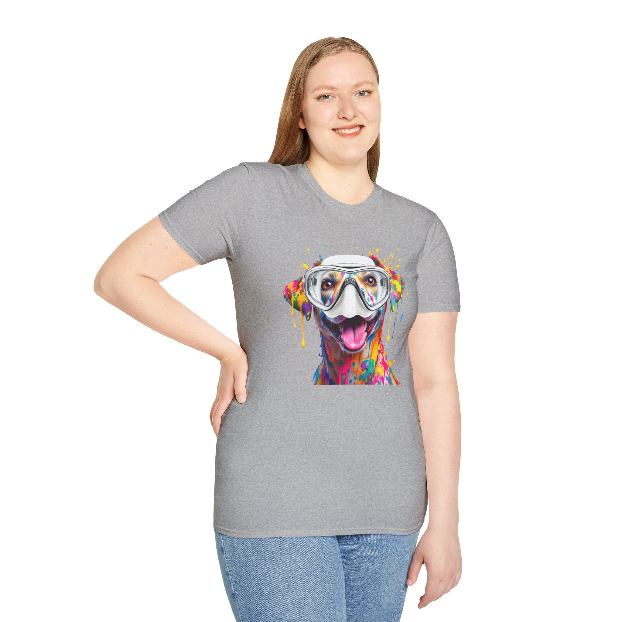 Vibrant Dog Art Unisex T-Shirt – Cute Pet Lover Gift, Animal Artwork Tee, Colorful Dog Graphic Top, Unique Gift for Dog Owners