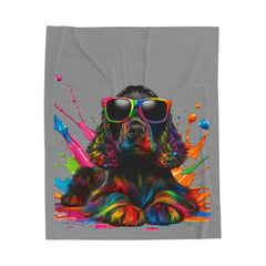 Rainbow Splash Dog Velveteen Plush Blanket