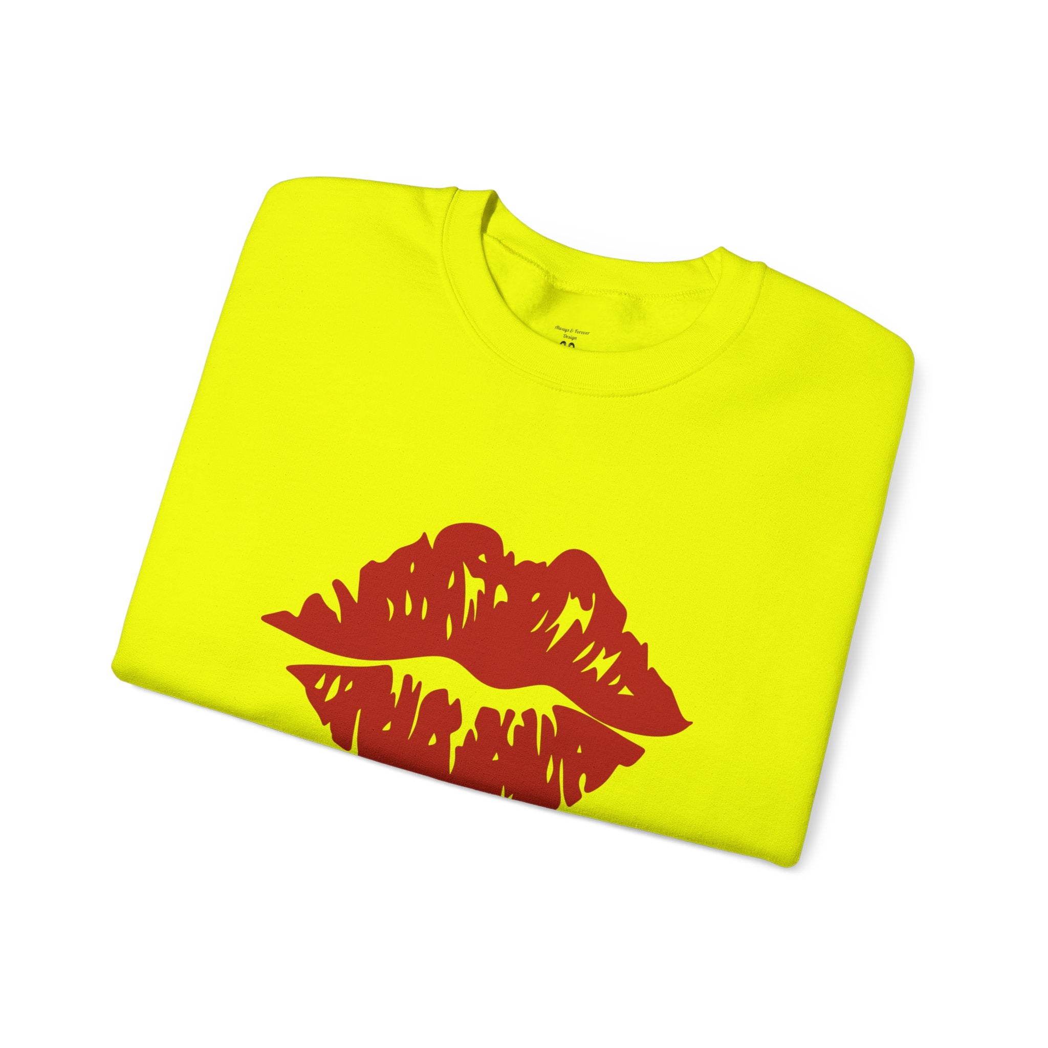 Romantic Lip Print Crewneck Sweatshirt | Perfect Gift for Her | Cozy Casual Wear, Valentine's Day, Birthday, Self-Care