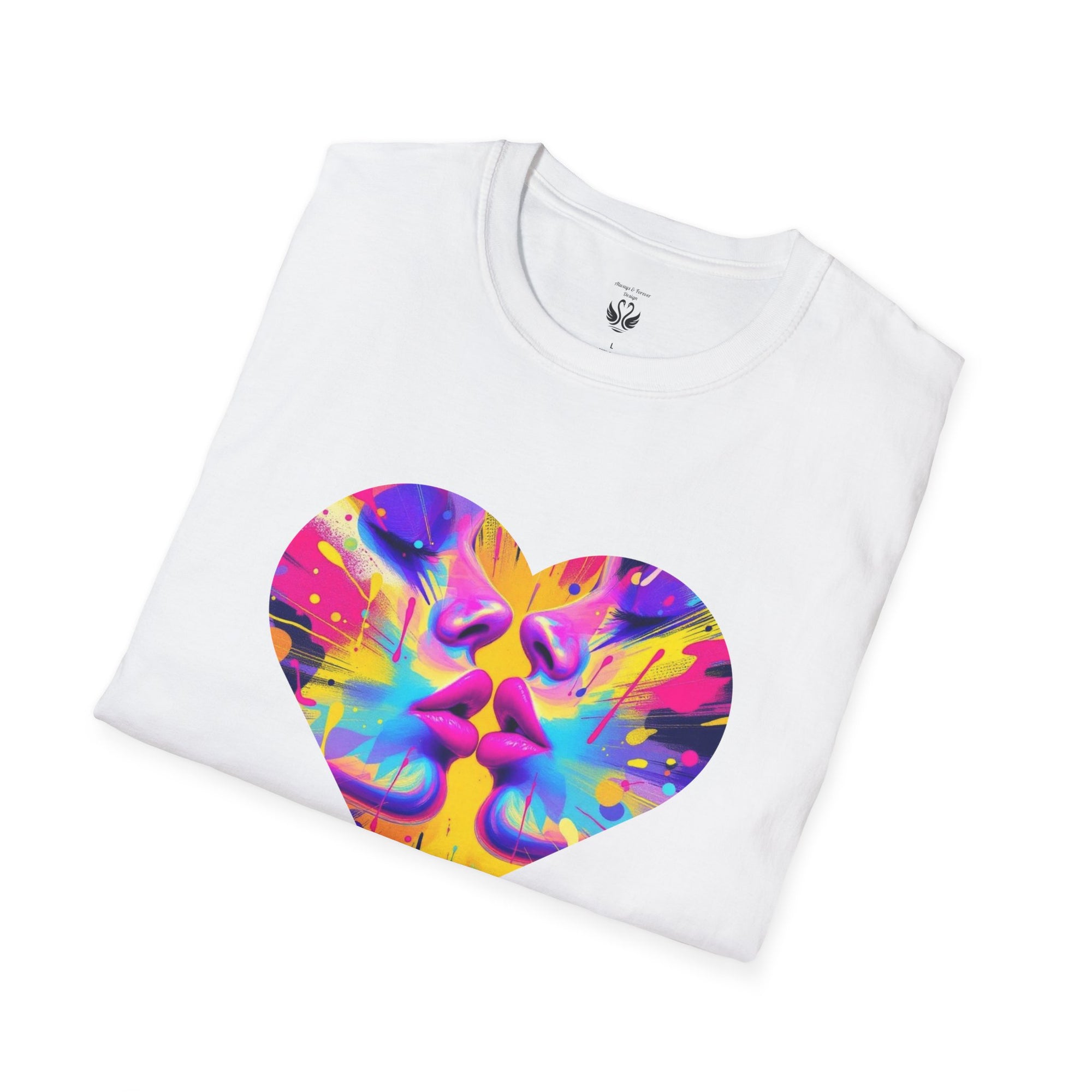 Vibrant Heart Art T-Shirt, Colorful Unisex Tee for Couples, Gift for Valentine's Day, Artistic Love Shirt, Casual Everyday Wear
