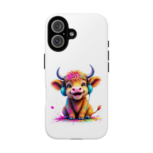 Cute Cow Phone Case with Headphones – Tough Cases