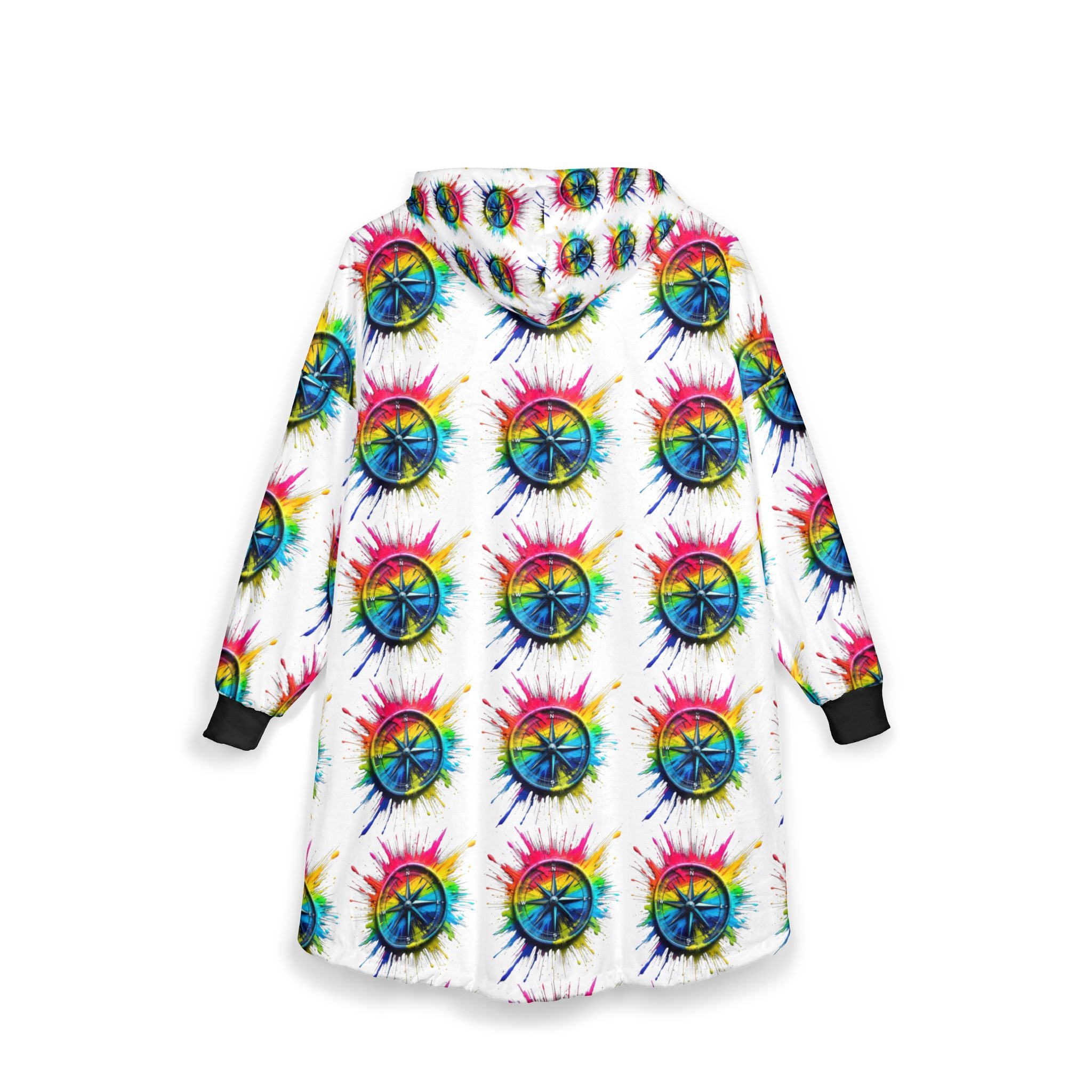 Colourful Compass Unisex Hooded Blanket for Cozy Comfort