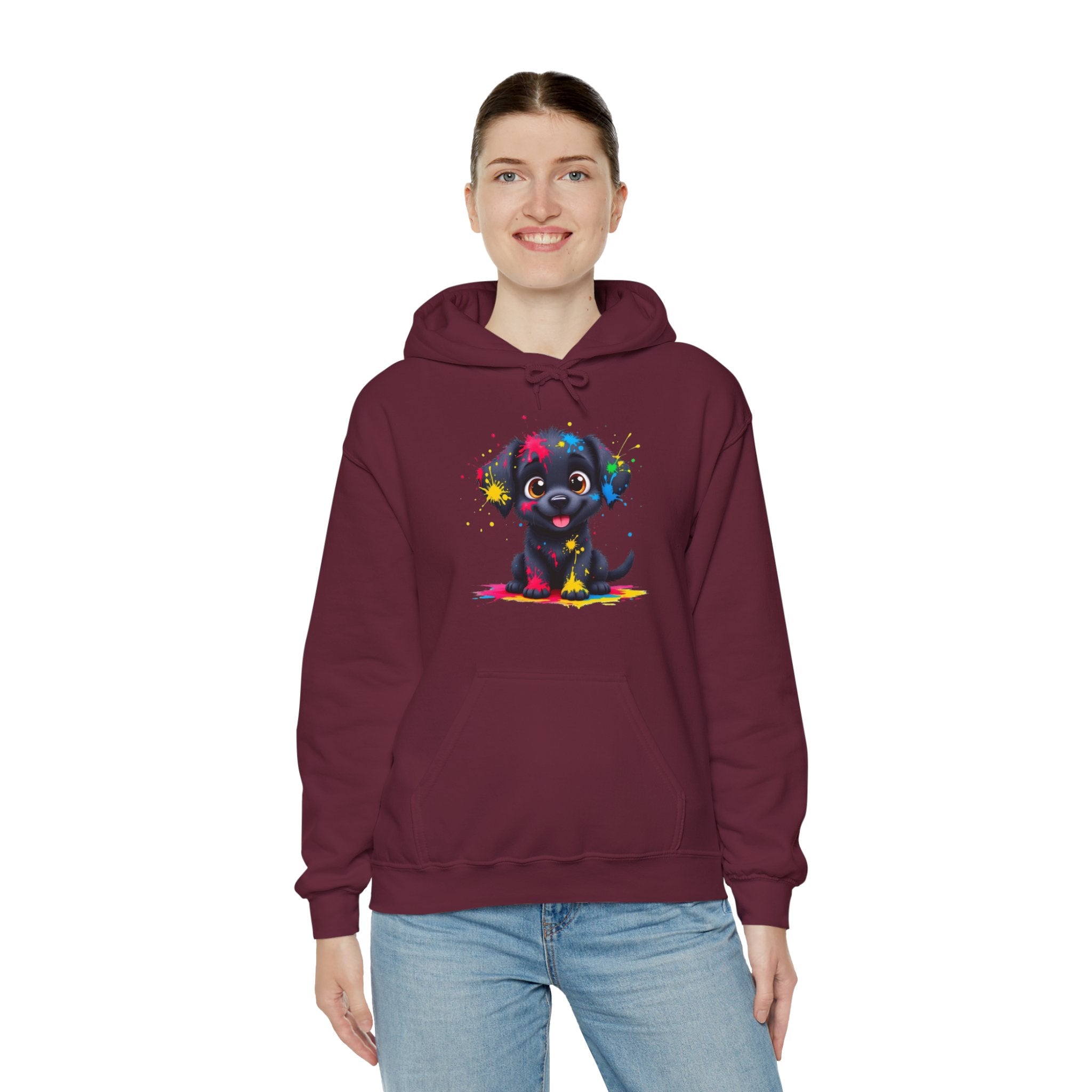 Colorful Puppy Sweatshirt - Cozy Pet Lover Hoodie, Gift for Dog Owners, Birthday Present, Dog-Themed Apparel, Animal Lover Fashion