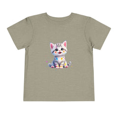 Cute Cat Toddler Tee - Whimsical Graphic Short Sleeve Shirt for Kids