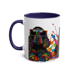 Colorful Dog Art Two-Tone Coffee Mug - 11oz, Perfect Gift for Dog Lovers