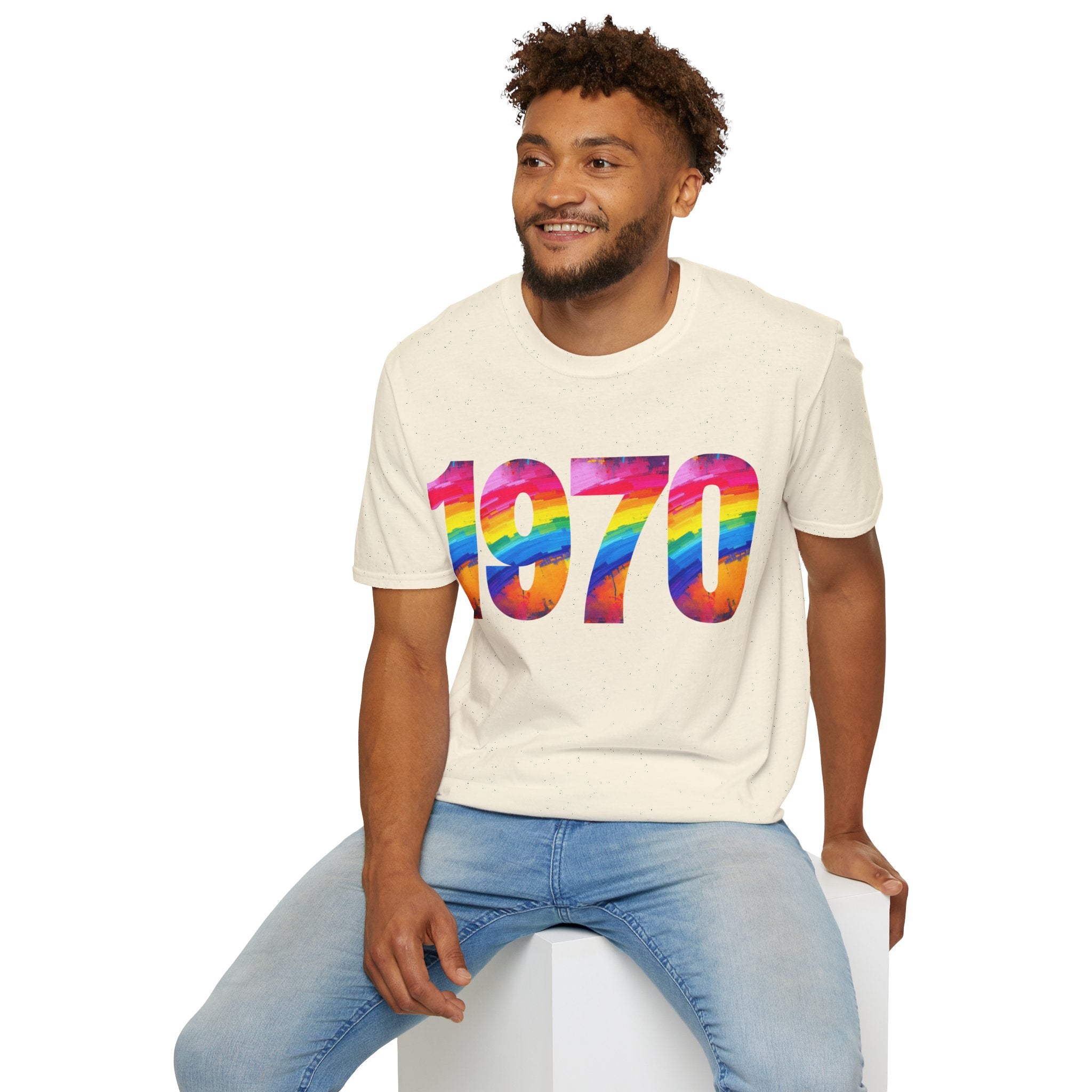 Retro 1970 Rainbow Unisex T-Shirt, Vintage Graphic Tee, LGBTQ Pride Apparel, Casual Streetwear, Gift Idea for Birthdays