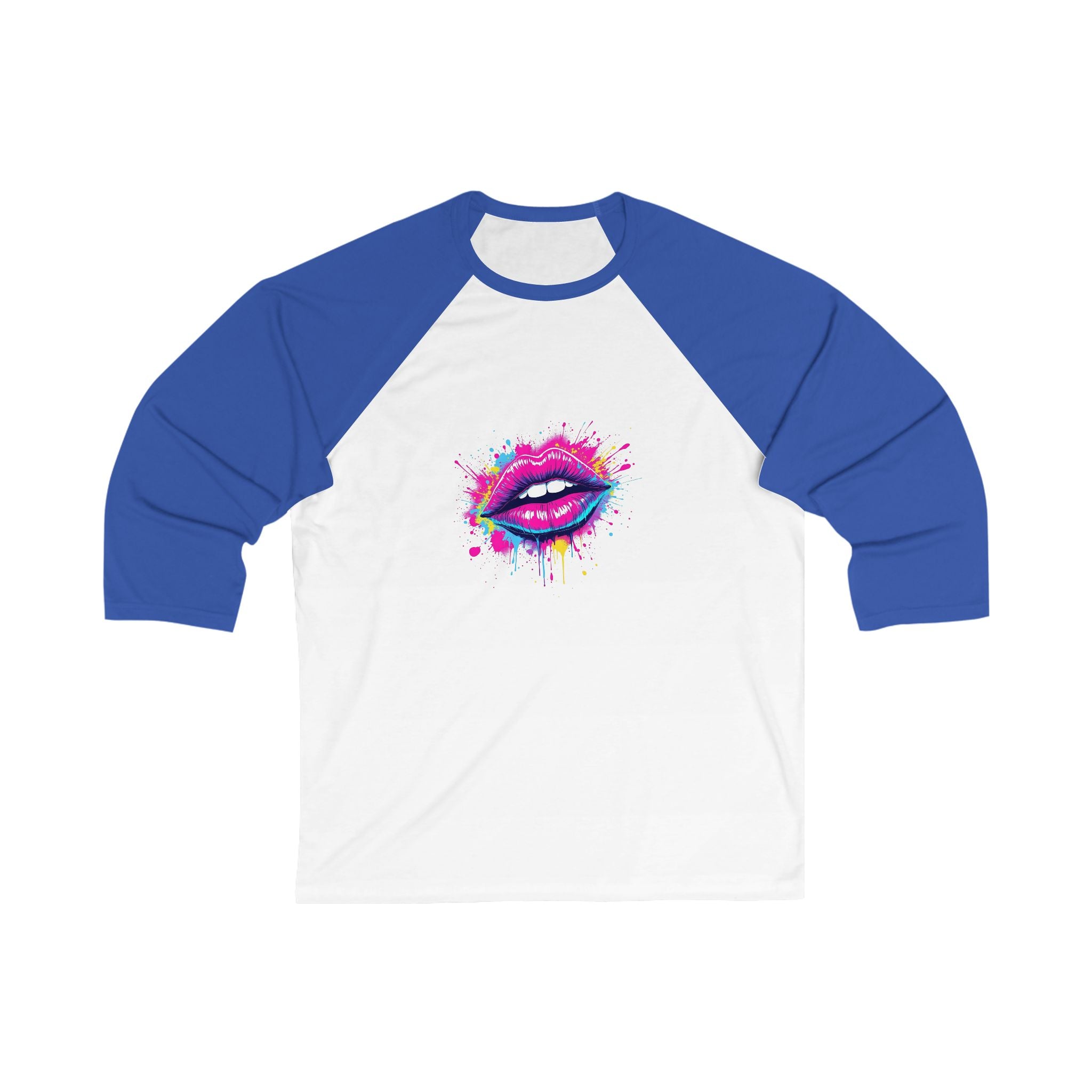 Colorful Lip Artwork Baseball Tee, Unisex Raglan Shirt, Fun Graphic Tee, Perfect Gift for Her, Casual Wear, Party Shirt, Celebration Top