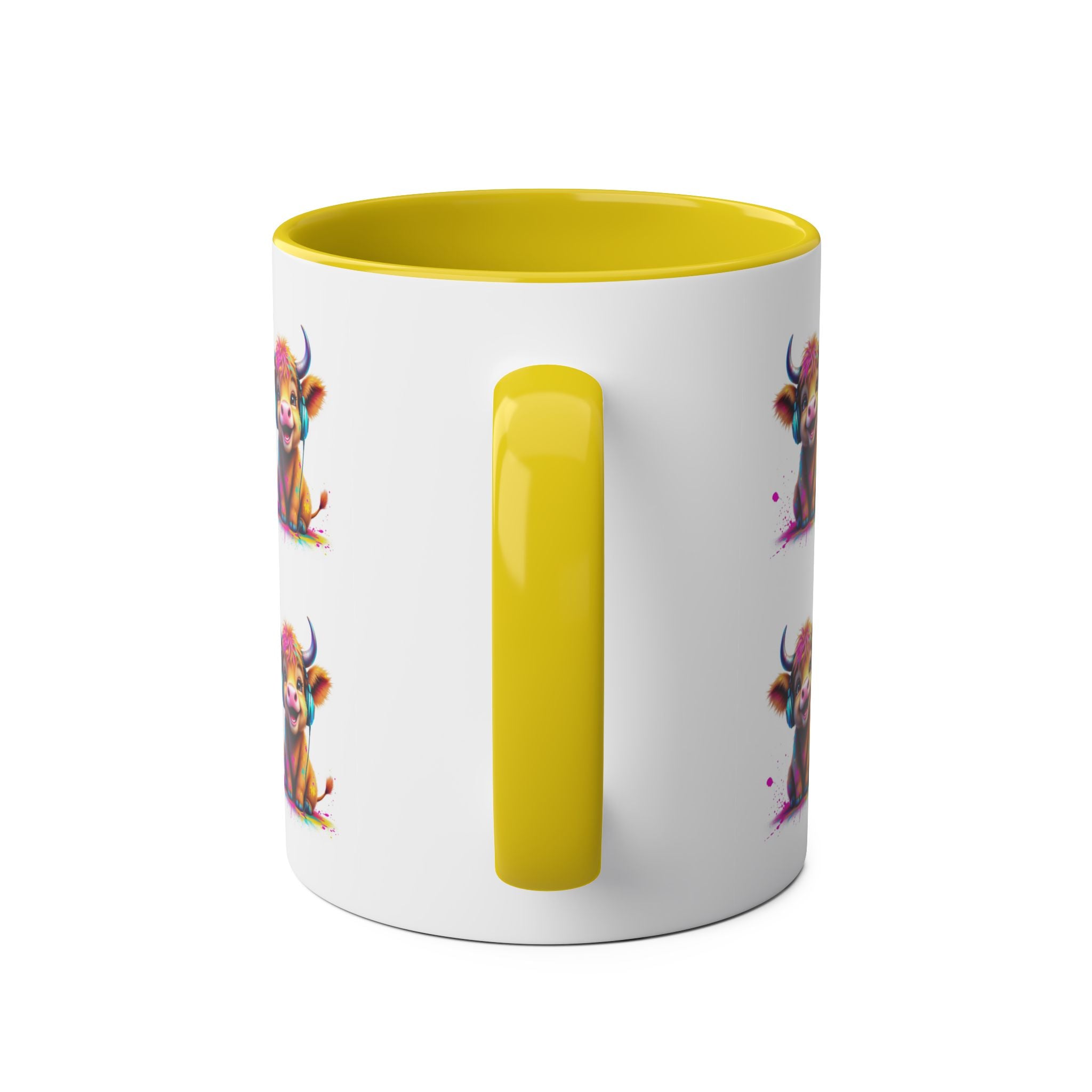 Playful Highland Cow Mug, Cute Coffee Cup for Animal Lovers, Gift for Birthdays, Cow Decor, Fun Kitchenware, Colorful Drinkware