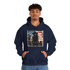 Western Cowboy Hoodie - Unisex Heavy Blend Sweatshirt, American Flag Design, Fashion Statement, Gift for Him, Cozy Apparel