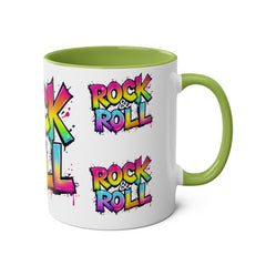 Colorful Rock & Roll Coffee Mug - 11oz Two-Tone Mug for Music Lovers