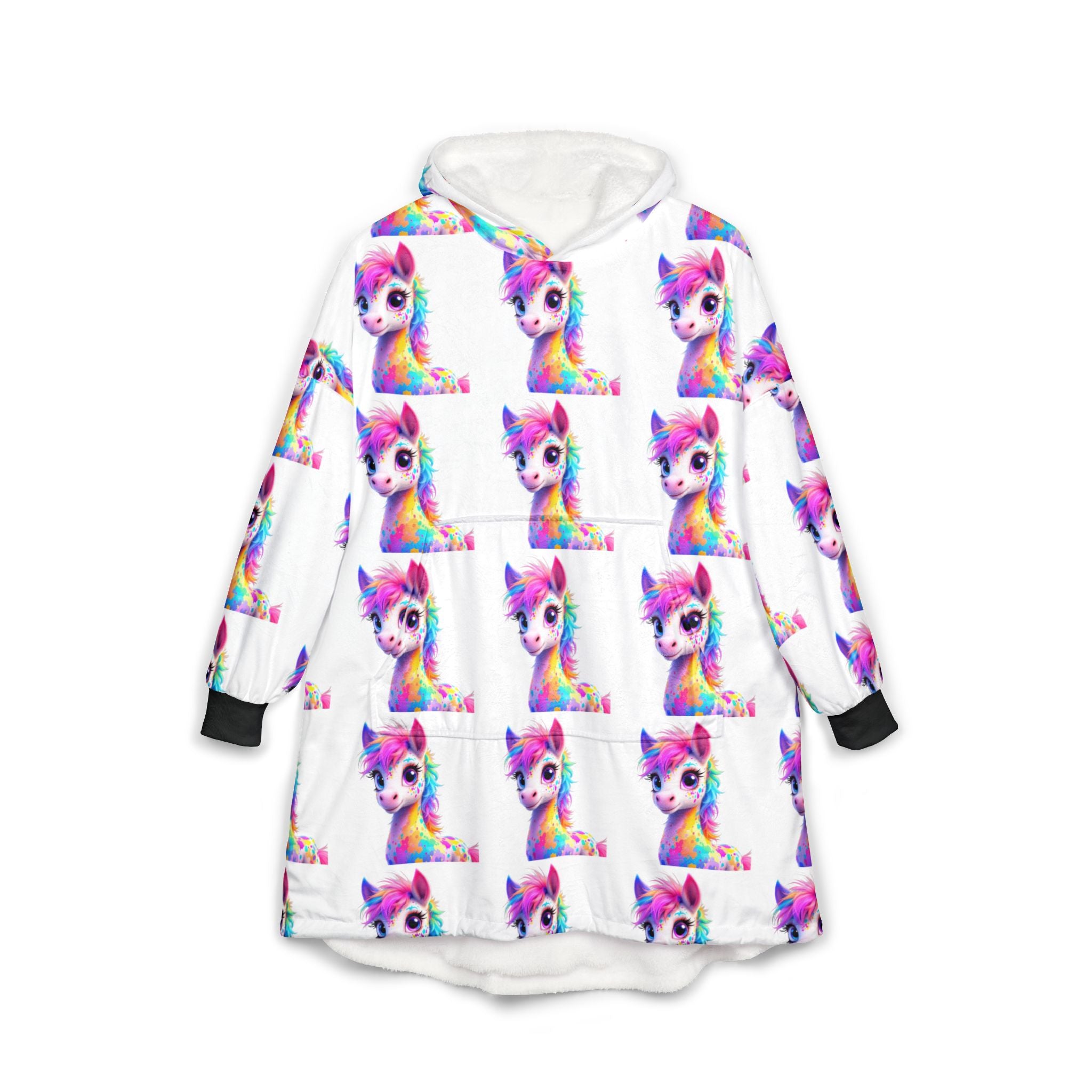 Colorful Unicorn Unisex Hooded Blanket - Cozy Rainbow Throw for All Ages