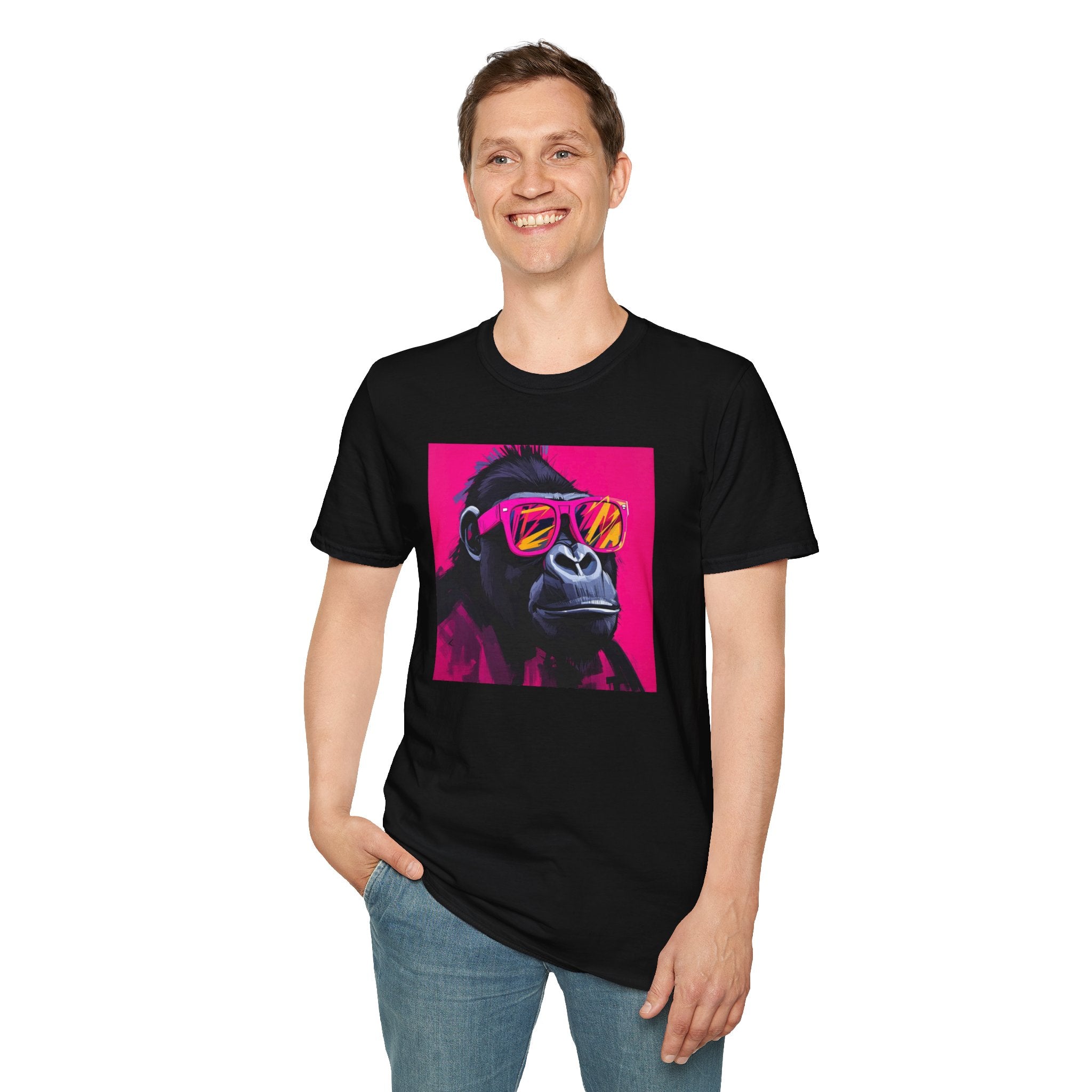 Retro Gorilla Graphic T-Shirt, Fun Animal Tee, Unisex Casual Wear, Birthday Gift, Summer Styles, Festival Fashion