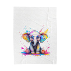 Colorful Elephant Plush Blanket - Cozy Velveteen Throw for Kids & Animal Lovers