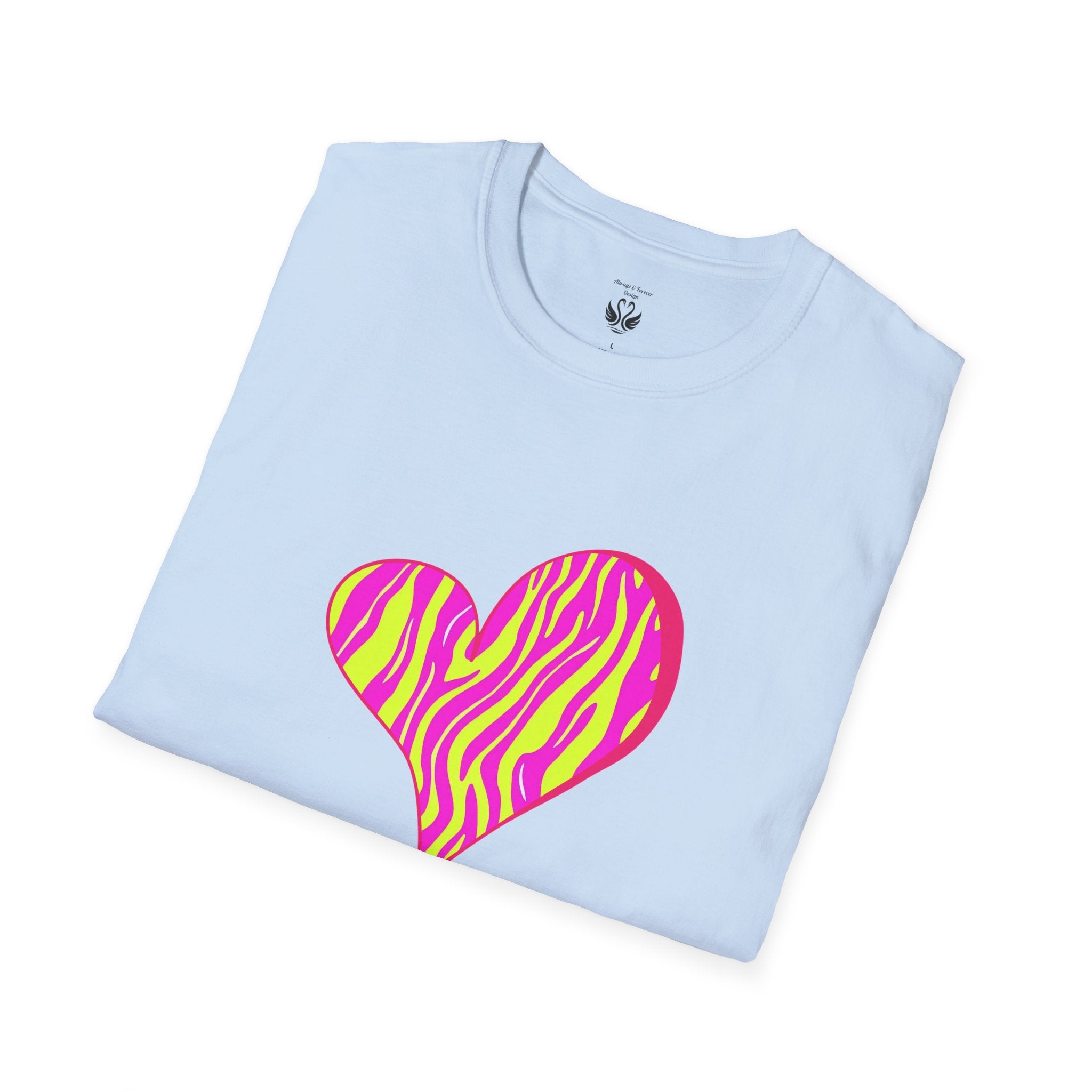 Pink Zebra Heart Unisex T-Shirt, Custom Love Shirt, Casual Wear, Gift for Her, Trendy Summer Tee