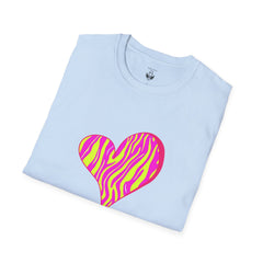 Pink Zebra Heart Unisex T-Shirt, Custom Love Shirt, Casual Wear, Gift for Her, Trendy Summer Tee