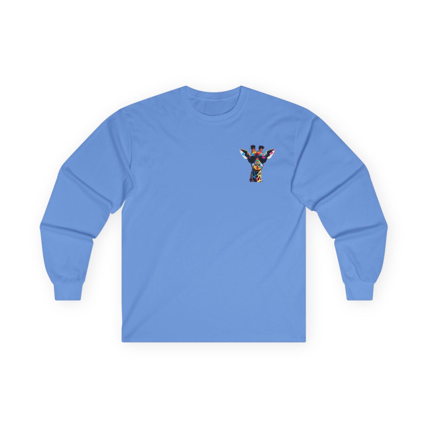 Colorful Giraffe Graphic Long Sleeve Tee for Animal Lovers