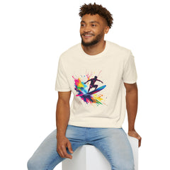 Colorful Surfing Unisex T-Shirt, Casual Beach Wear, Summer Vibes, Gift for Surfers, Beach Lovers, Graphic Tee