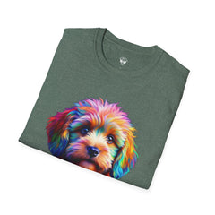 Colorful Puppy Art T-Shirt, Animal Lover Gift, Pet Owner Apparel, Fun Fashion for Dog Lovers, Unique Graphic Tee