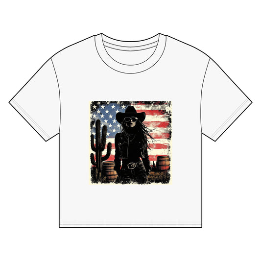 American Cowboy Graphic Boxy T-Shirt for Women