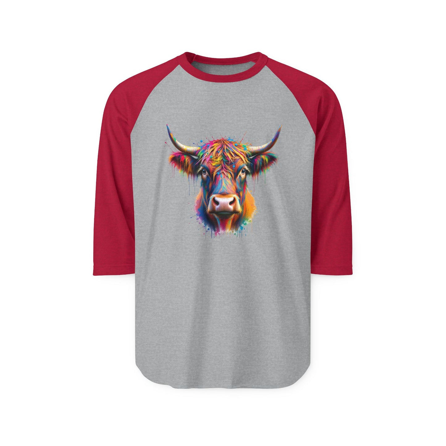 Colorful Cow Unisex Three-Quarter Sleeve Raglan Shirt