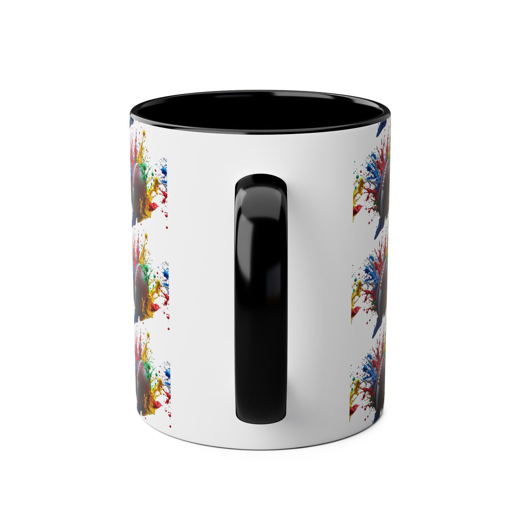 Vibrant Sports Coffee Mug, Colorful Football Design, Perfect Gift for Sports Fans, Game Day, Home Office, 11oz Two-Tone Mug