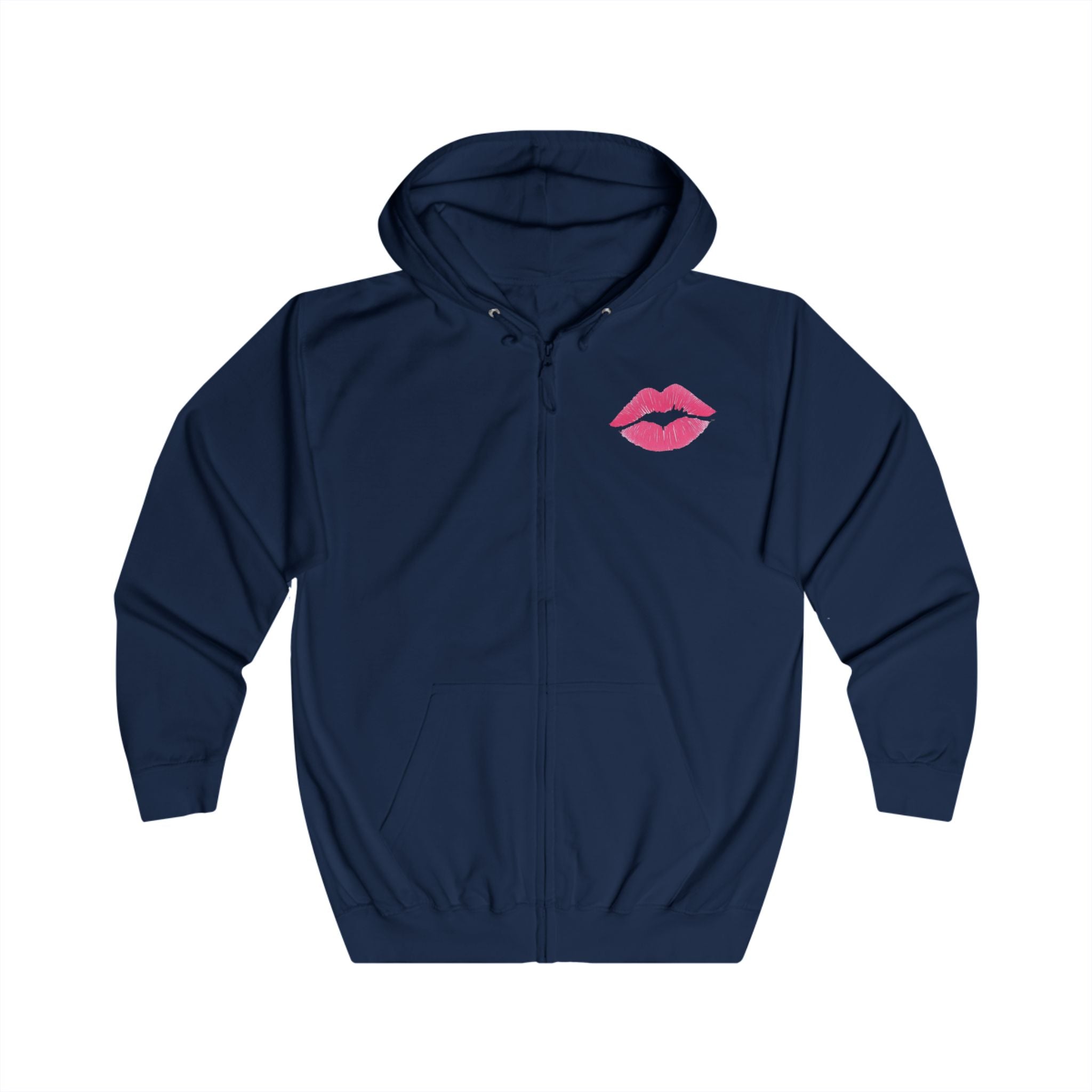 Kiss Mark Unisex Full Zip Hoodie, Trendy Outerwear, Gift for Her, Valentine's Day, Cute Casual Wear, Everyday Comfort, Statement Piece