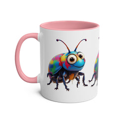 Colorful Beetle Two-Tone Coffee Mug - 11oz Fun and Whimsical Design