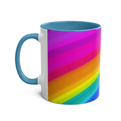 Vibrant Rainbow Two-Tone Coffee Mug - 11oz Colorful Drinkware
