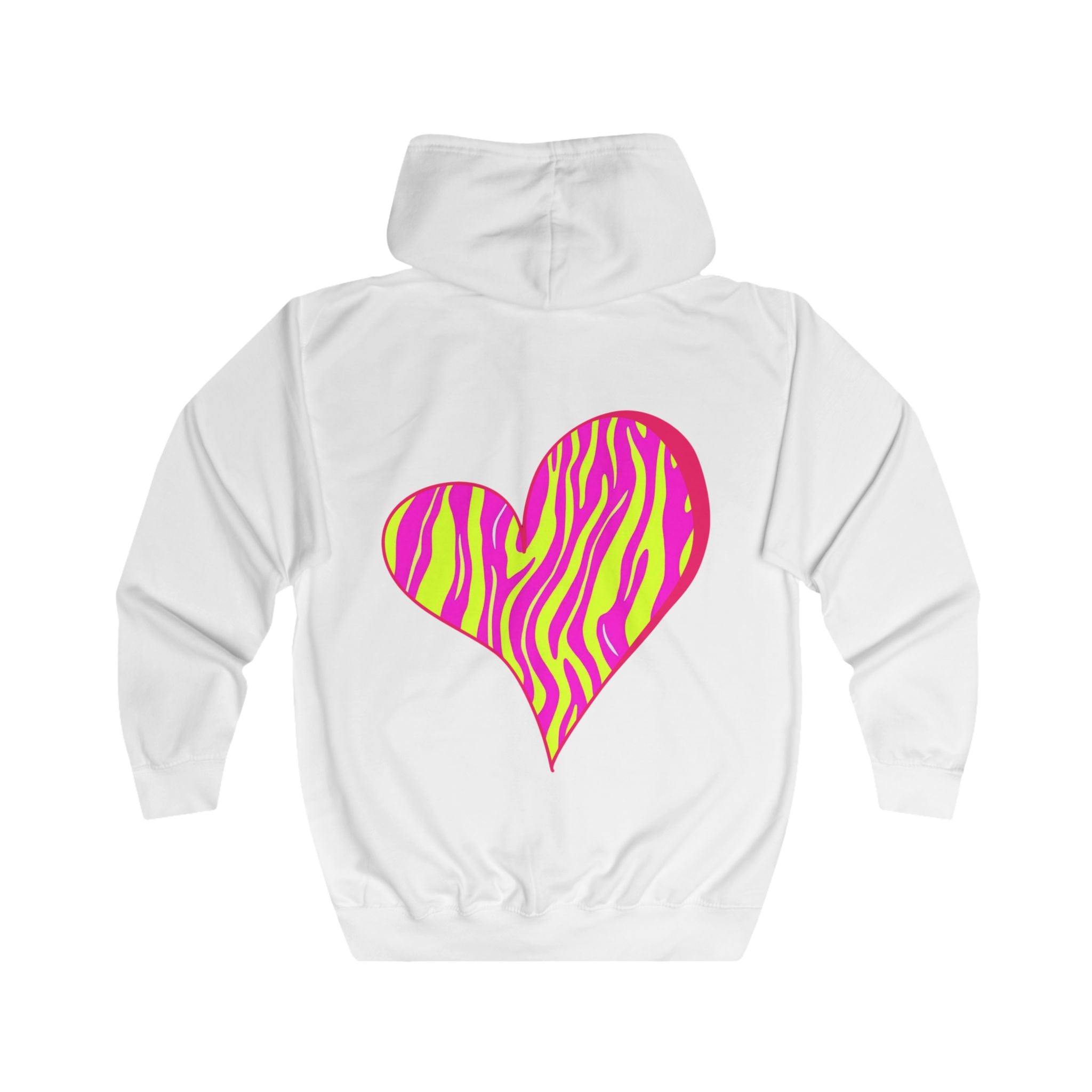 Vibrant Heart Print Hoodie, Unisex Zip-up Hoodie, Casual Wear, Gift for Her, Love Themed Apparel, Cozy Hooded Sweatshirt