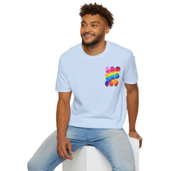 Vibrant Rainbow Softstyle T-Shirt, Unisex Pride Tee, LGBTQ+ Apparel, Colorful Casual Wear, Summer Festival Shirt