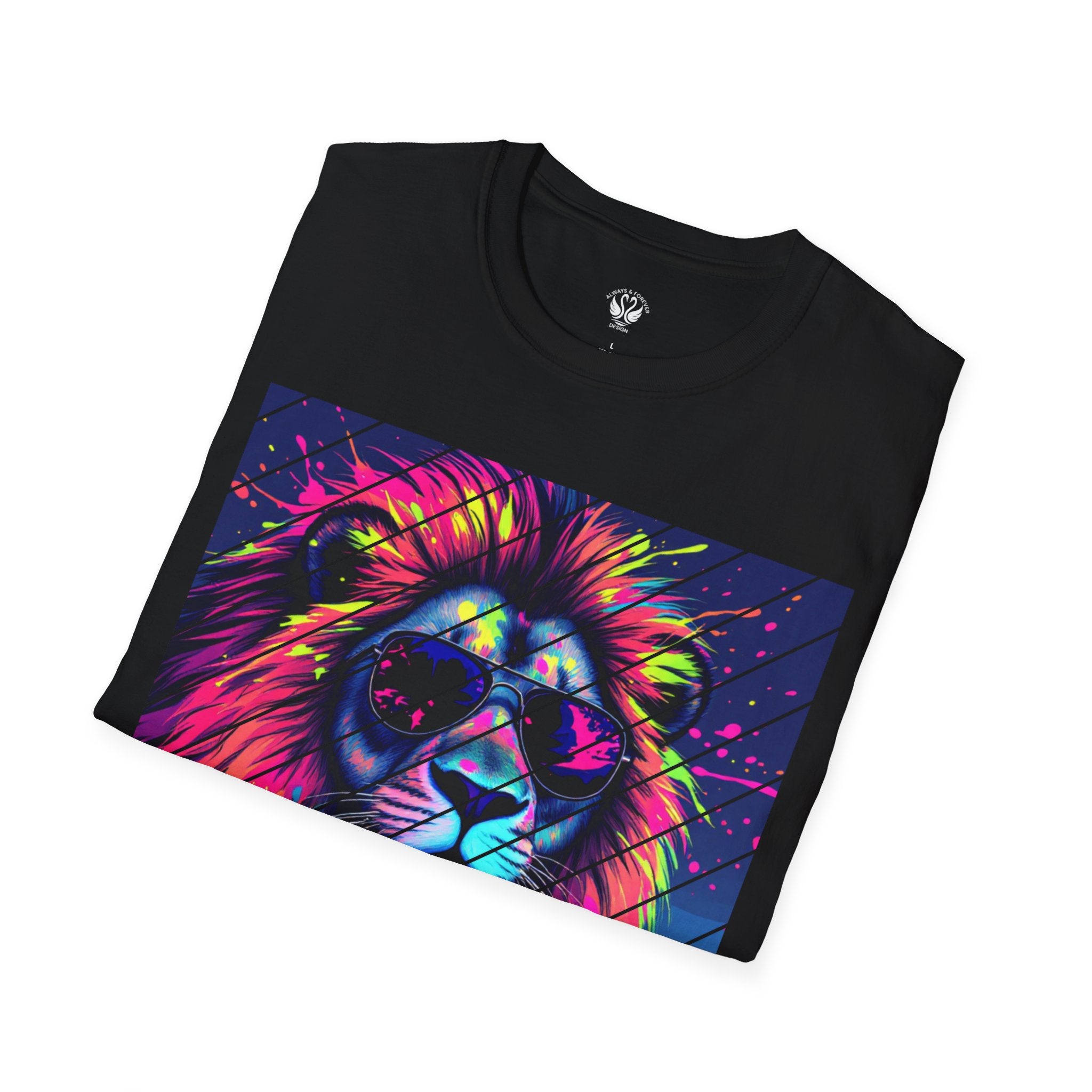 Vibrant Lion Graphic T-Shirt, Colorful Unisex Tee, Gift for Animal Lovers, Trendy Casual Wear, Perfect for Birthdays and Celebrations
