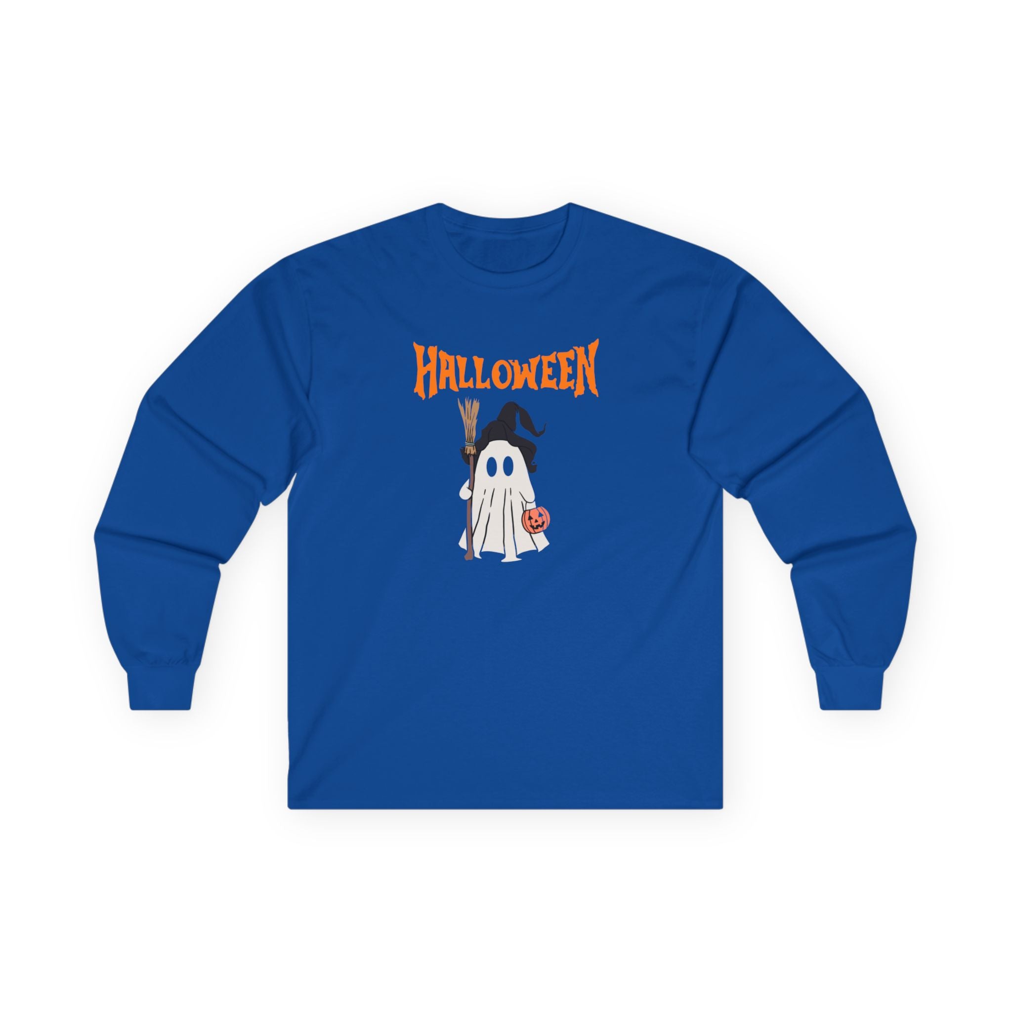 Halloween Ghost Long Sleeve Tee, Spooky Shirt, Unisex Halloween Costume, Fall Apparel, October Celebration Top