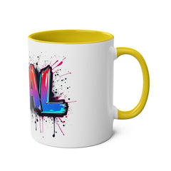 Glamorous Two-Tone Coffee Mug - 'DEAL' Design, 11oz - Perfect for Coffee Lovers and Gift Giving!