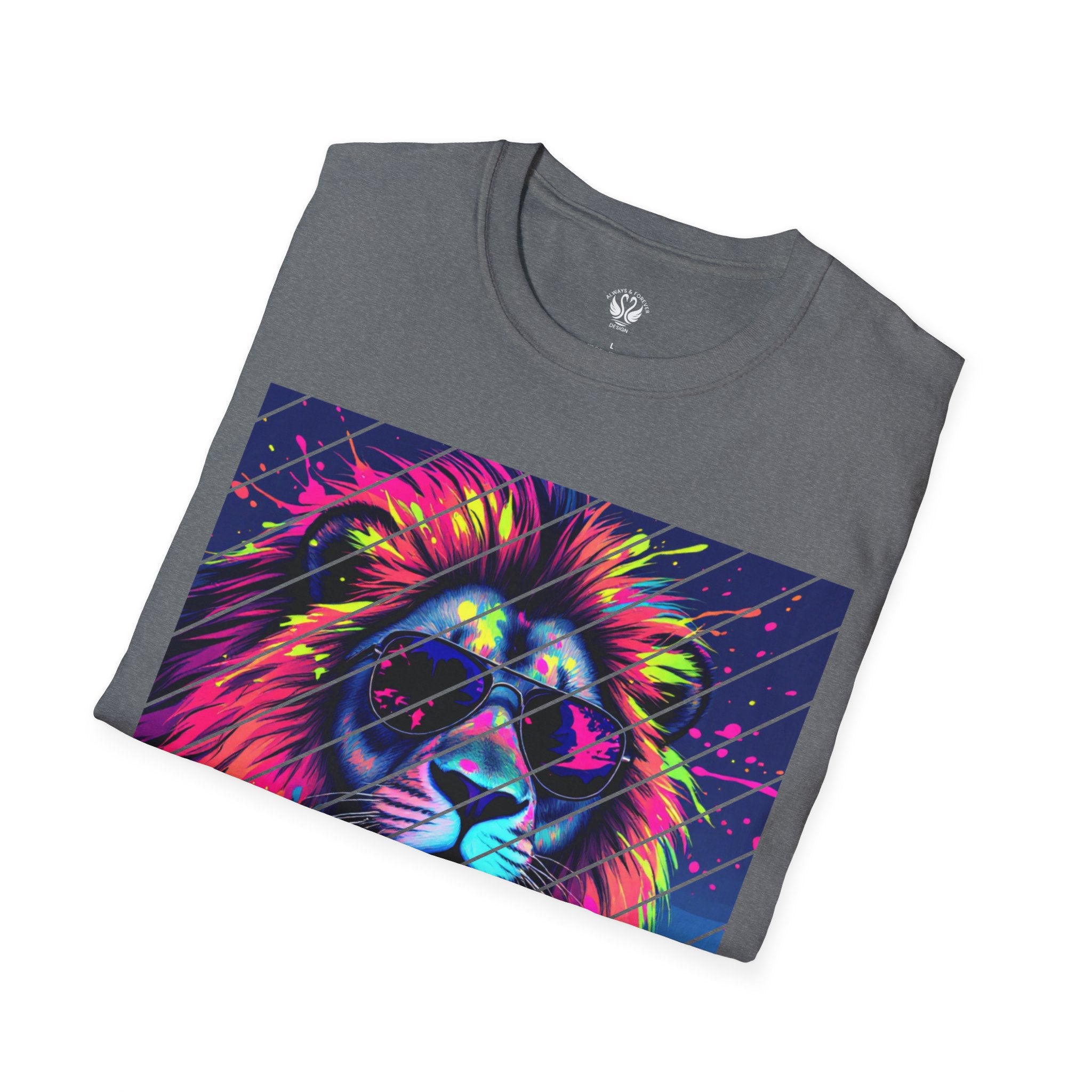 Vibrant Lion Graphic T-Shirt, Colorful Unisex Tee, Gift for Animal Lovers, Trendy Casual Wear, Perfect for Birthdays and Celebrations