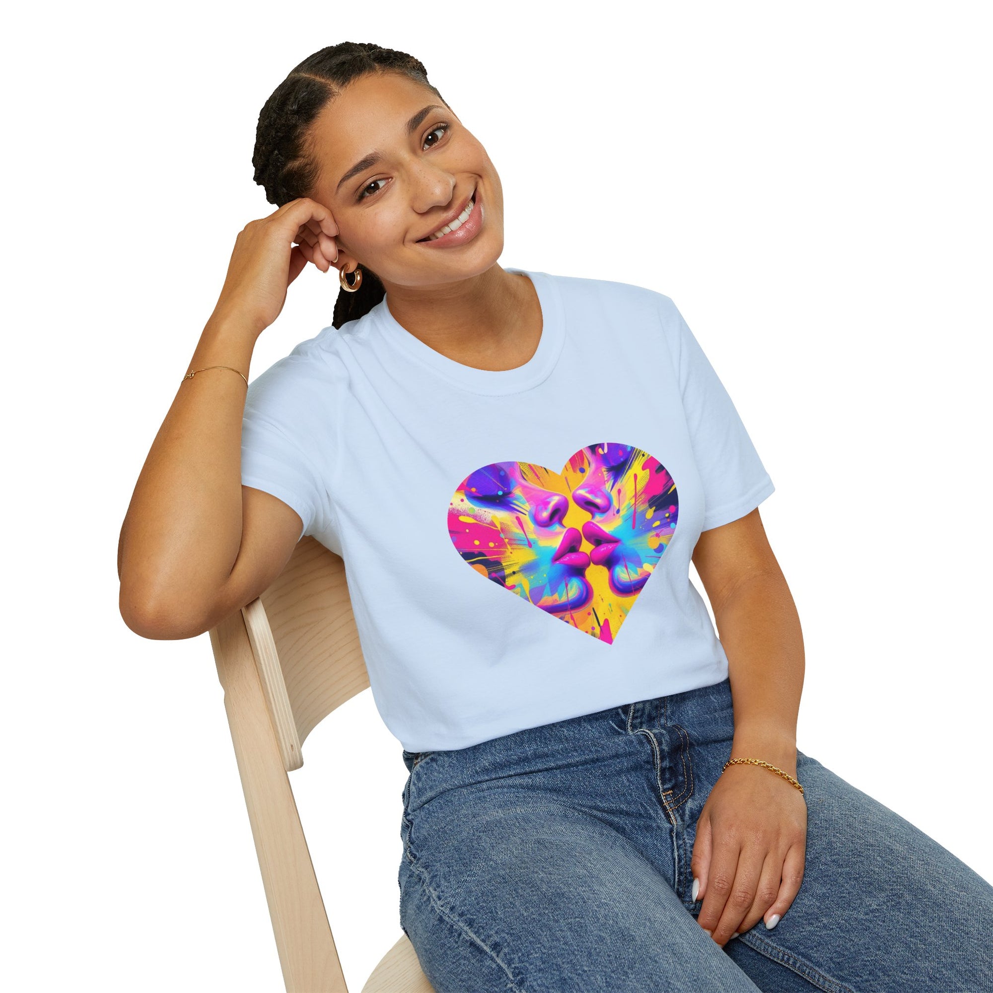 Vibrant Heart Art T-Shirt, Colorful Unisex Tee for Couples, Gift for Valentine's Day, Artistic Love Shirt, Casual Everyday Wear