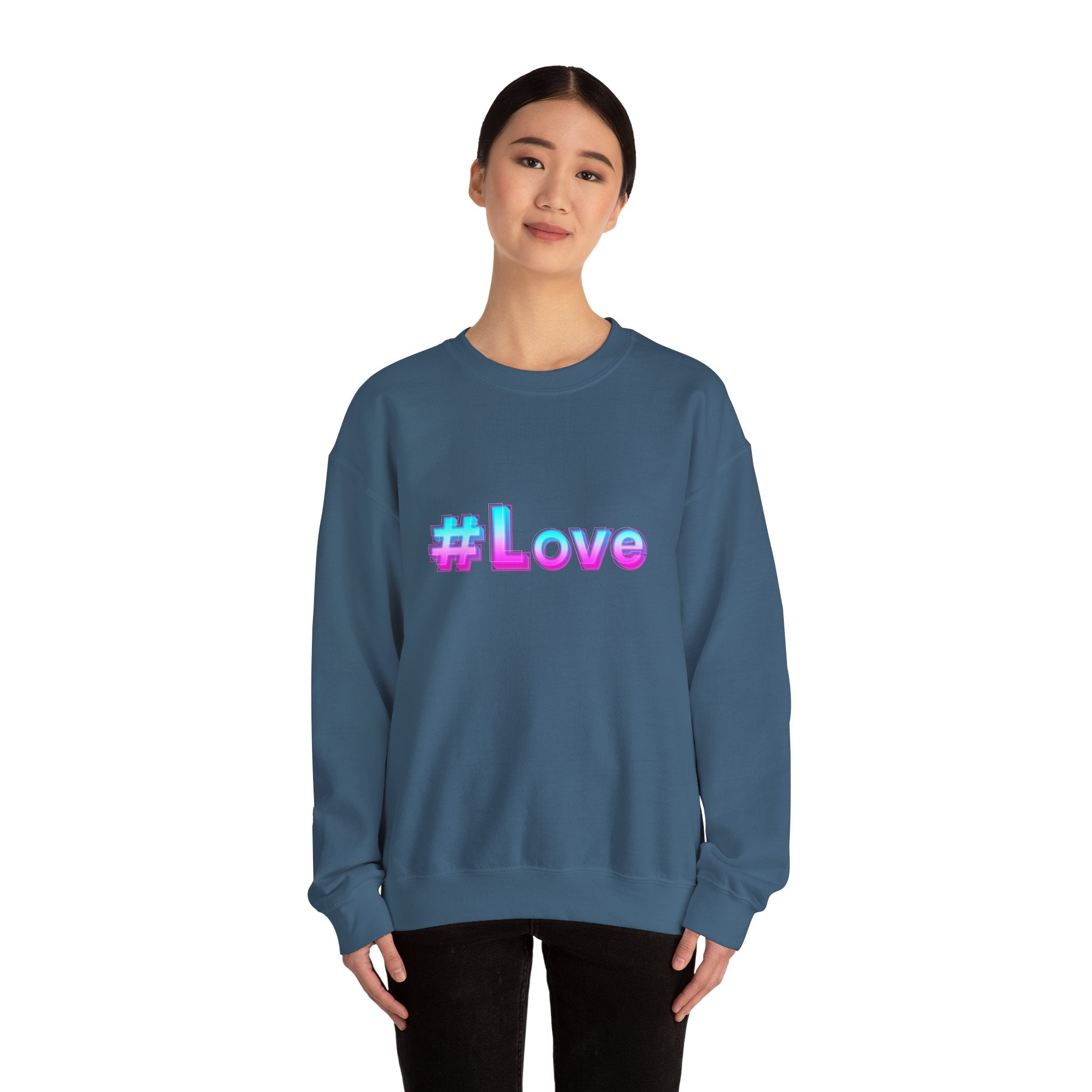 Colorful #Love Crewneck Sweatshirt for Cozy Vibes, Perfect Gift for Friends, Family, Valentine's Day, Everyday Wear, Casual Style