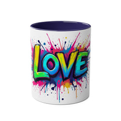Colorful Love Coffee Mug - 11oz Two-Tone Mug for Valentine's Day & Everyday Joy