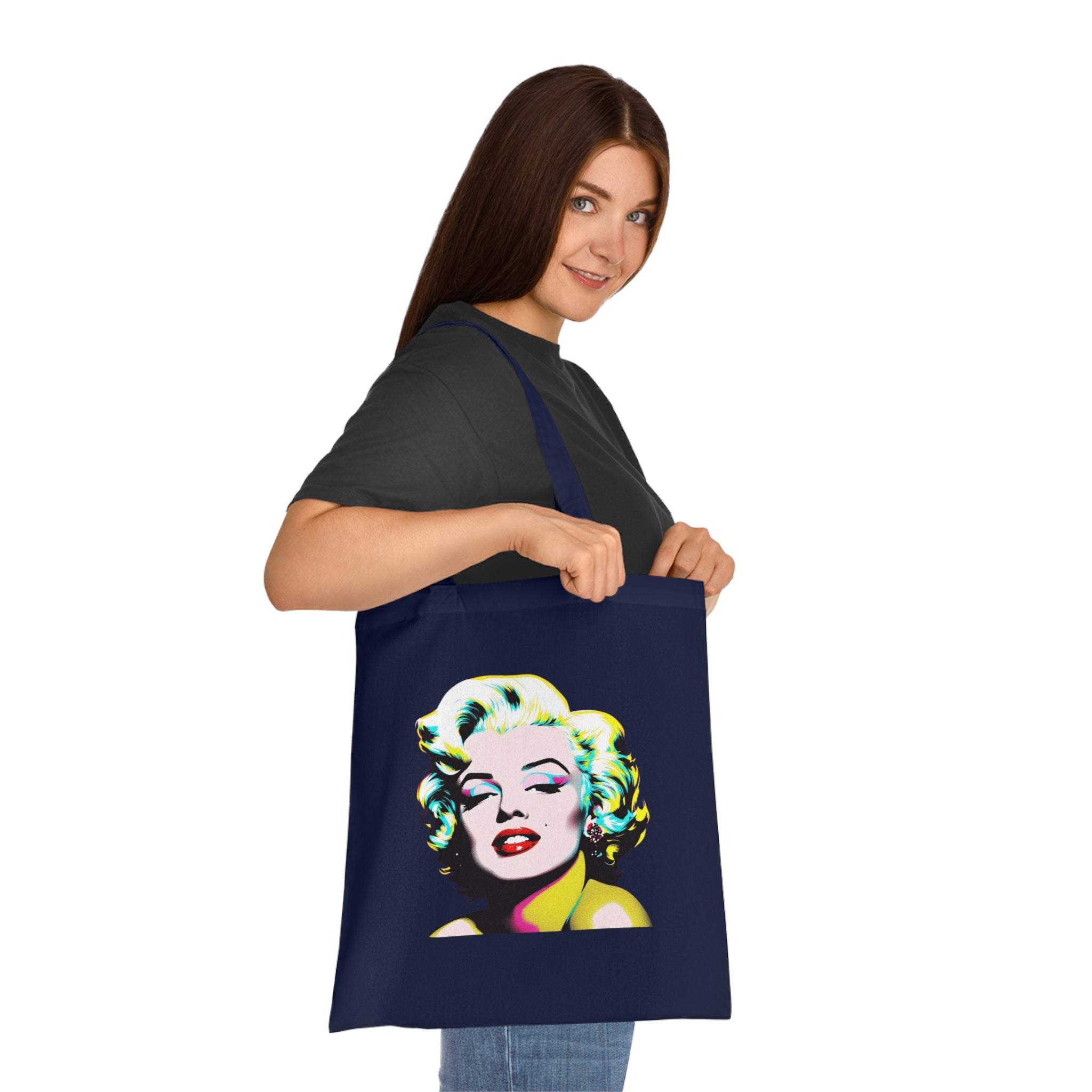 Marilyn Pop Art Cotton Tote Bag, Eco-Friendly Shopping Bag, Fun Beach Tote, Vintage Style Handbag, Gift for Art Lovers