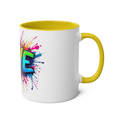 Colorful Love Coffee Mug - 11oz Two-Tone Mug for Valentine's Day & Everyday Joy