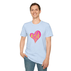 Pink Zebra Heart Unisex T-Shirt, Custom Love Shirt, Casual Wear, Gift for Her, Trendy Summer Tee