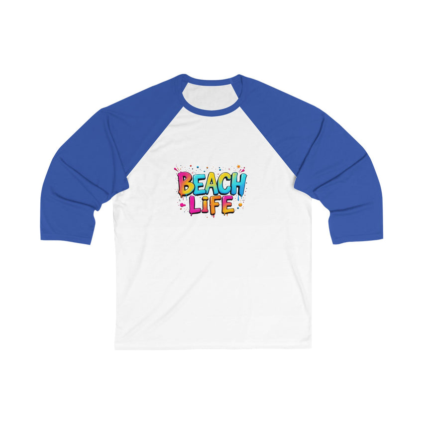 Beach Life Unisex 3/4 Sleeve Baseball Tee | Casual Summer Top, Beachwear, Holiday Gift, Fun T-Shirt, Vacation Outfit