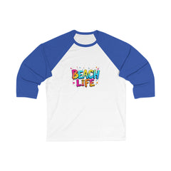 Beach Life Unisex 3/4 Sleeve Baseball Tee | Casual Summer Top, Beachwear, Holiday Gift, Fun T-Shirt, Vacation Outfit