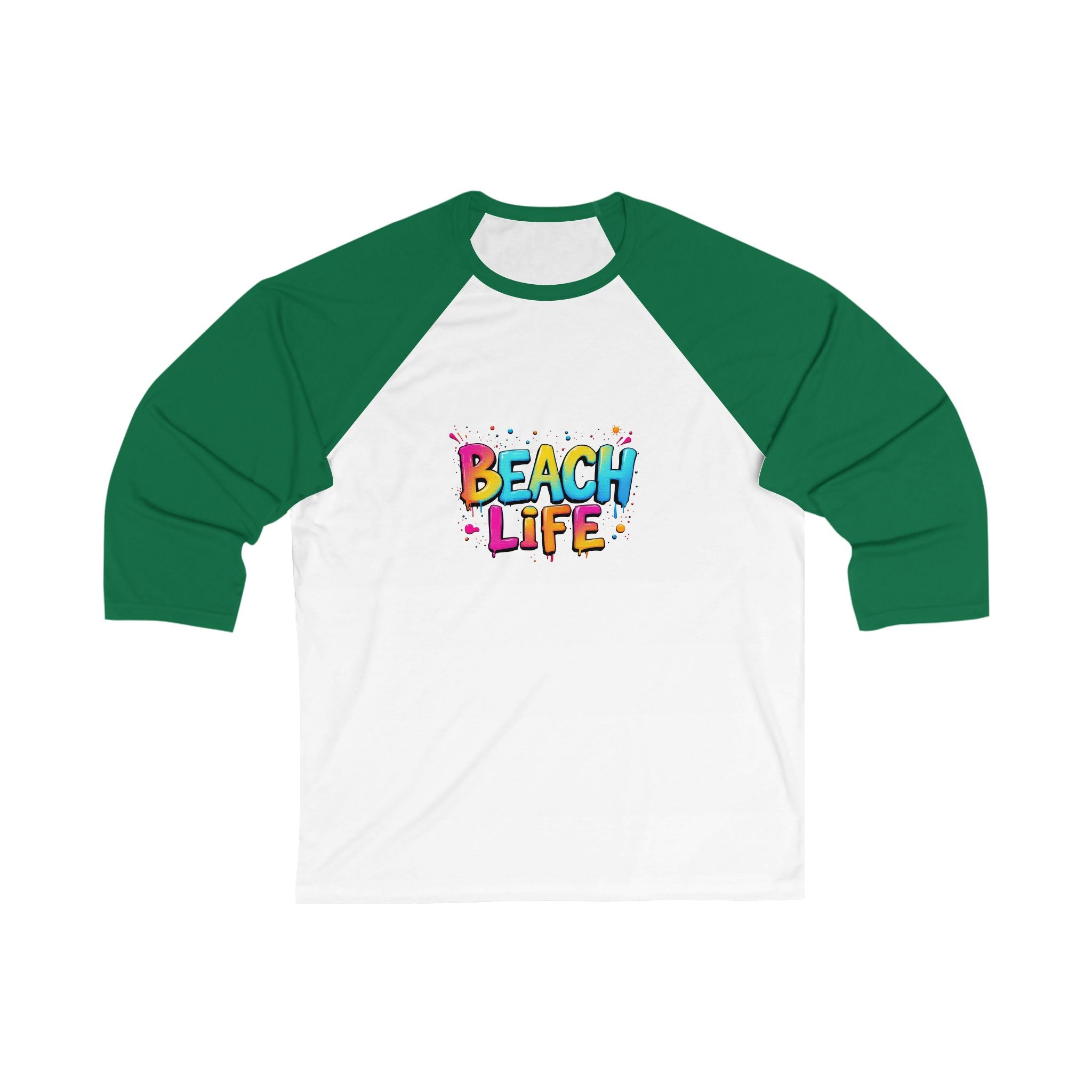 Beach Life Unisex 3/4 Sleeve Baseball Tee | Casual Summer Top, Beachwear, Holiday Gift, Fun T-Shirt, Vacation Outfit