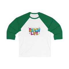 Beach Life Unisex 3/4 Sleeve Baseball Tee | Casual Summer Top, Beachwear, Holiday Gift, Fun T-Shirt, Vacation Outfit