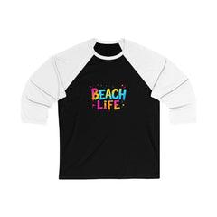 Beach Life Unisex 3/4 Sleeve Baseball Tee | Casual Summer Top, Beachwear, Holiday Gift, Fun T-Shirt, Vacation Outfit