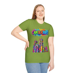 Canterbury Colorful T-Shirt | Vibrant Graphic Tee, Unisex Fashion, Travel Souvenir, Art Lovers Gift, Summer Wardrobe Essential