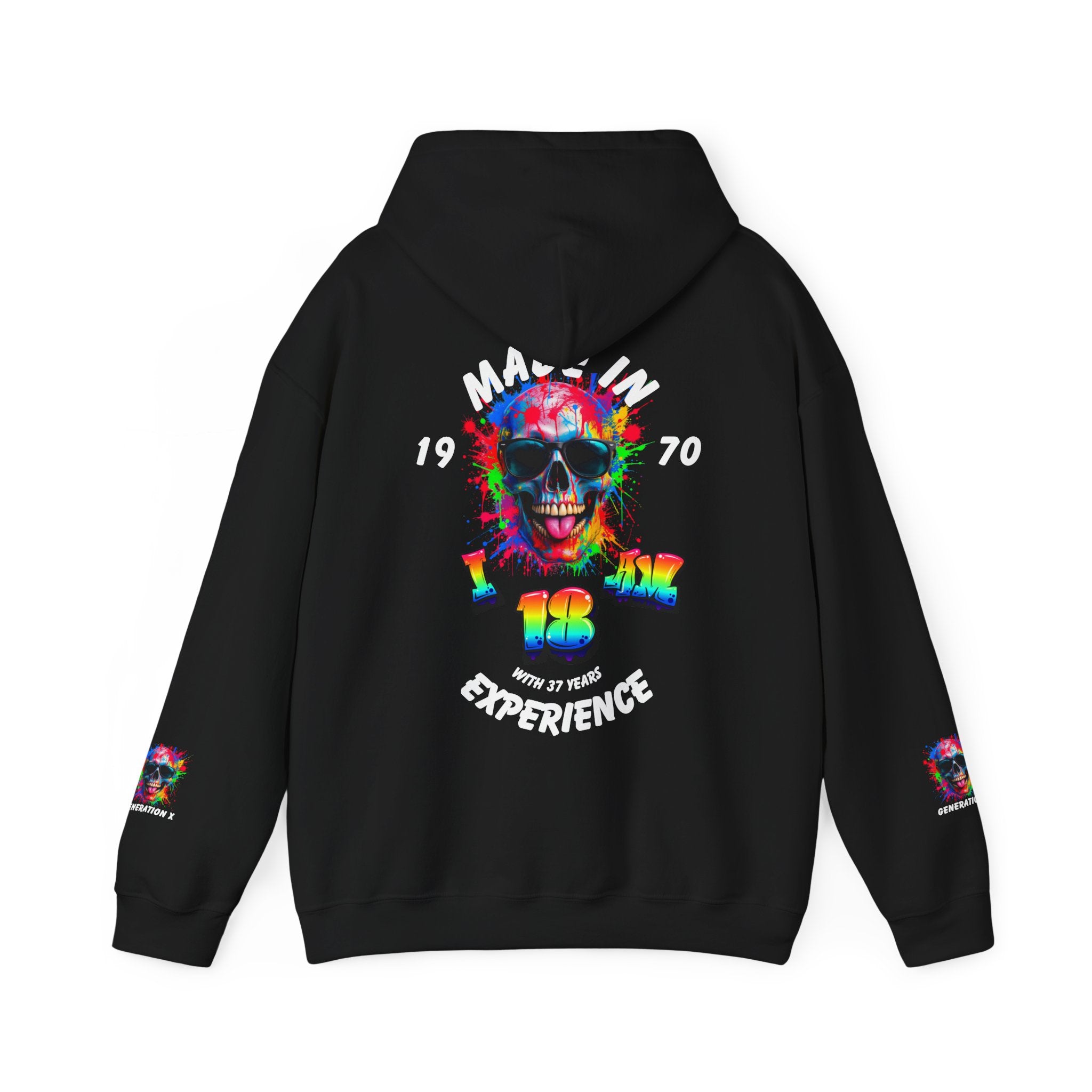 Colorful Retro Skull Hoodie, Unisex Heavy Blend Sweatshirt, Gift for Birthday, Casual Wear, Vintage Style