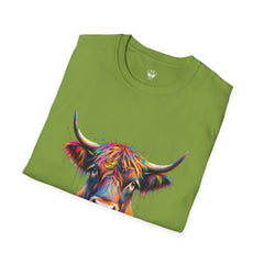 Highland Cow Graphic T-Shirt, Fun Farm Animal Tee, Cute Gift for Cow Lovers, Unisex Softstyle Shirt for Casual Wear